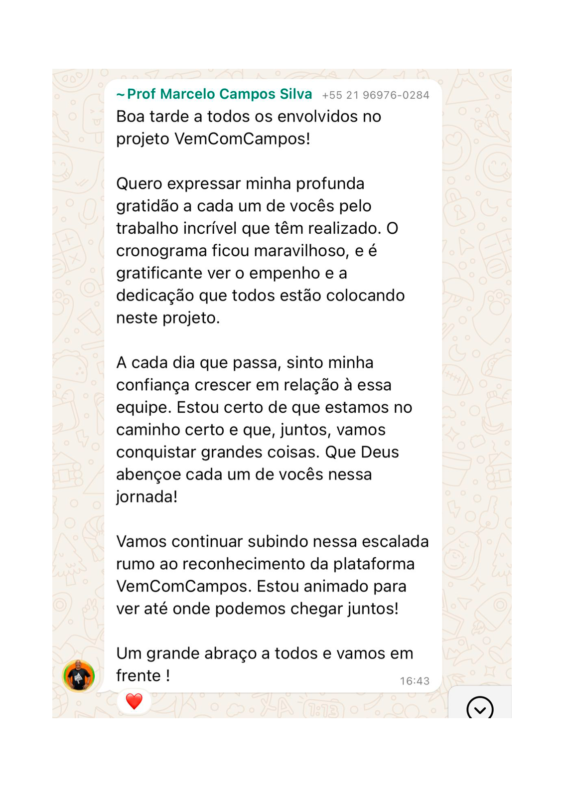 depoimento vem com campos